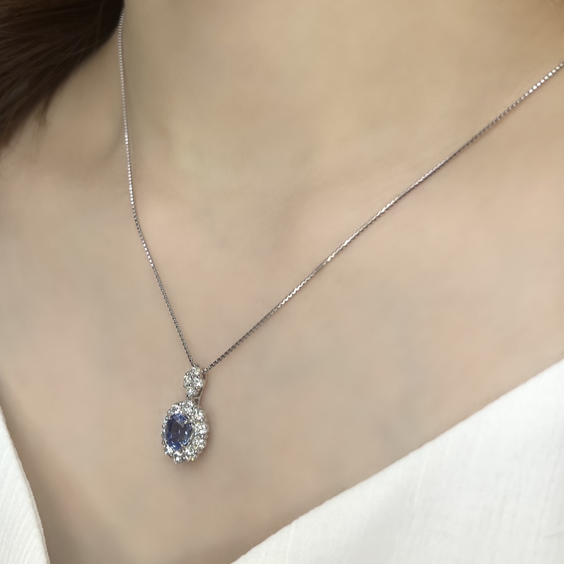 PT 1.3ct ノーヒートサファイアネックレス #86007|ネックレス